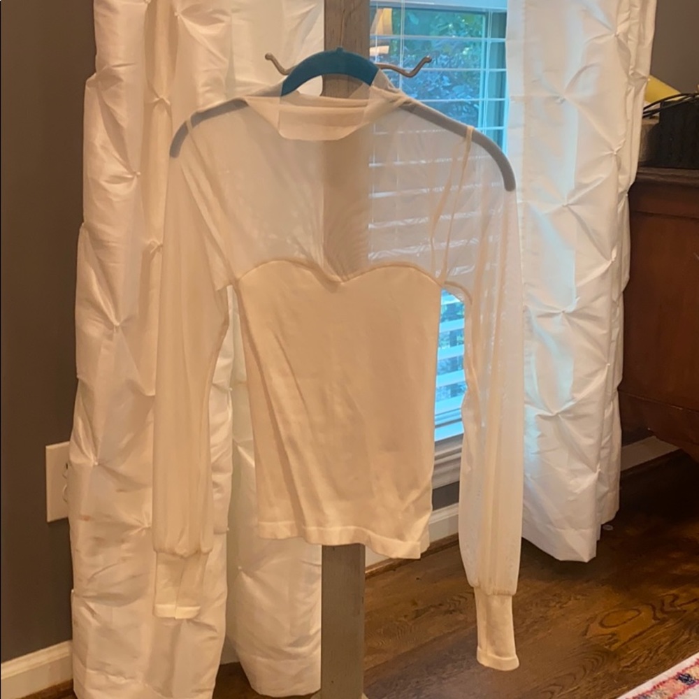 FREE PEOPLE Cream Long-sleeve Shirt
